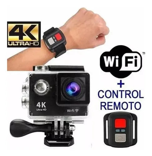 Camara 4k Deportiva Wifi Sumergible Con Control
